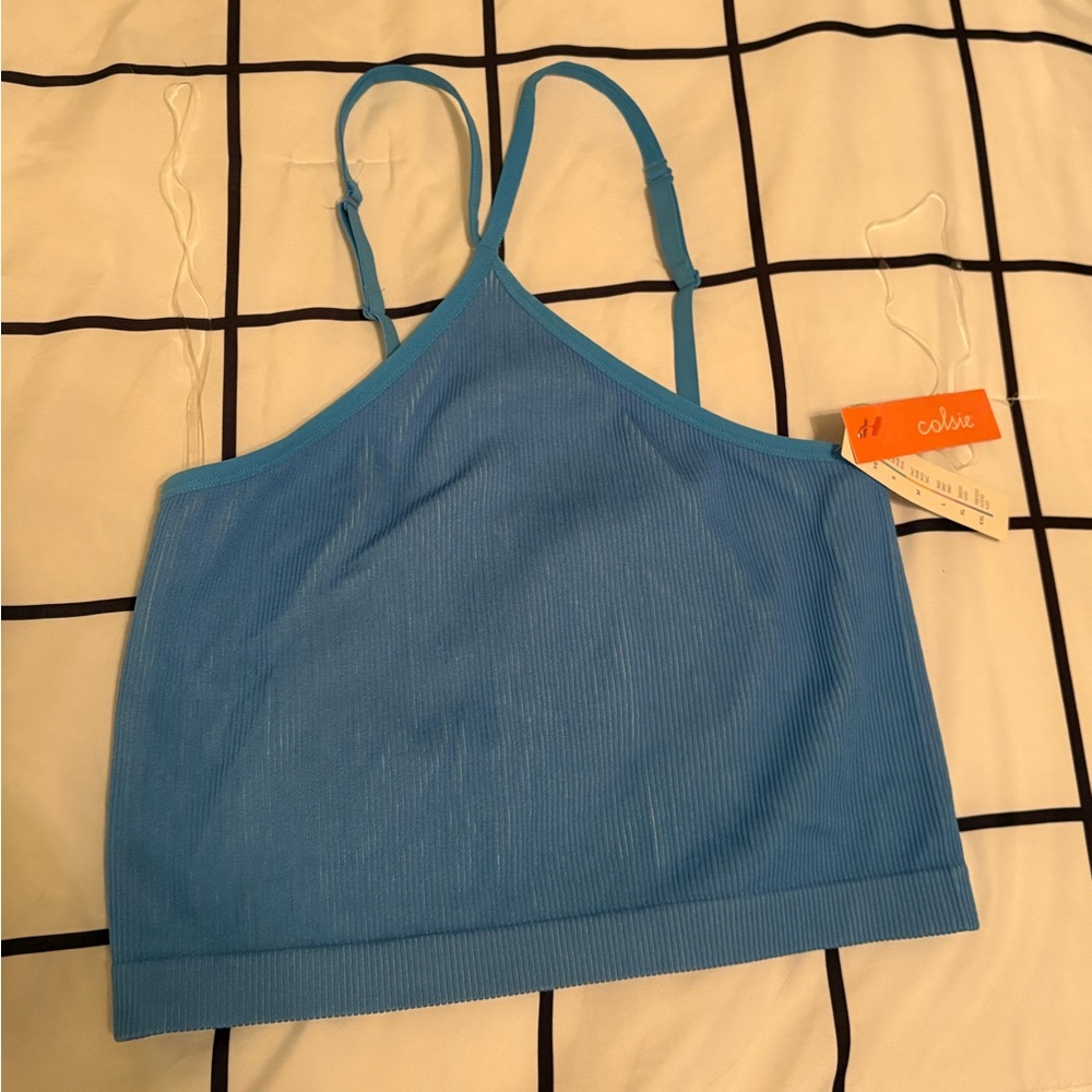 NWT cropped blue bra top